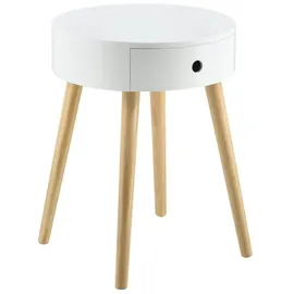 [en.casa] - Nachttisch Aurich 50x38x38 cm mit Schublade Retrodesign Weiß