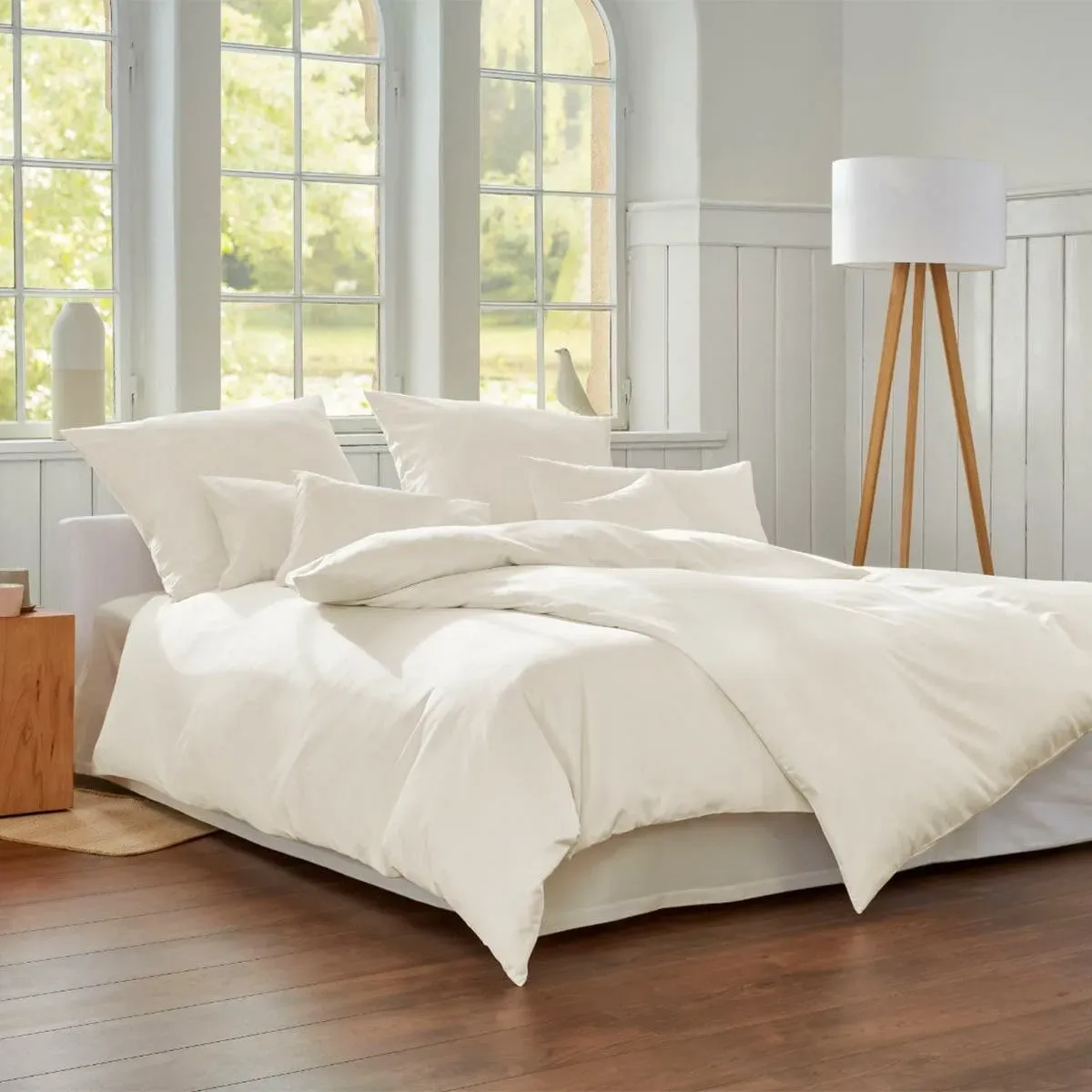 Cotonea Bio-Satin Bettwäsche Classic 135x200 cm + 80x80 cm | natur - beige