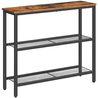 HOOBRO Schmaler Konsolentisch, Beistelltisch mit 2 Ablagen, Sofatisch, Flur,
