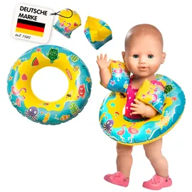 Heless Schwimm- und Badezubehör-Set für 35 cm bis 45 cm Puppen Blau/Gelb 880