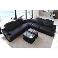 Sofa Dreams Ecksofa Ledercouch Sofa Leder Elena L Form lang Couch, L-Form Ledersofa mit LED-Beleuchtung schwarz