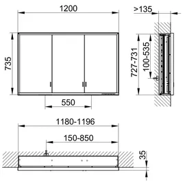 Keuco Royal Lumos Wandeinbau 120 cm silber eloxiert