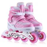 Kinder Inline Skates für Mädchen, verstellbare 4-Größen Inline Rollschuhe mit Allen leuchtenden Rädern für Kinder Mädchen (Rosa, S (EU28-32))