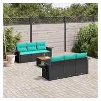 vidaXL Gartensofa-Set 7-tlg. Loungesofa schwarz