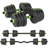 SPORTNOW 3-in-1 Hantelset verstellbar 30 KG Kurzhantel Set Kurzhanteln Langhanteln Hanteln Set Dumbbell mit Verbindungsrohr Kurzhantelset für Krafttraining Zuhause Fitnessstudio