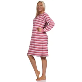 normann Damen Frottee Langarm Nachthemd in edler Streifenoptik, Farbe:Altrose, Größe:40-42 - 40-42