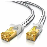 Primewire Flachbandpatchkabel CAT 7 mit Braiding, Gigabit Ethernet LAN Kabel 10 Gbit/s U/FTP PIMF, Netzwerkkabel - 20m