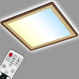Briloner Leuchten - LED Deckenlampe mit Backlighteffekt, Slim Deco Deckenleuchte CCT, Ultra Flach, Dimmbar, Fernbedienung, 420x420x29 mm, Braun-Gold