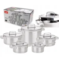 Berretti Mistral Topf-Set 10-tlg. Kochtopf + Stielkasserolle + Fleischtopf + Bratentopf + Dämpfeinsatz + 2 x Kochtopf mit Glasdeckel