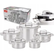 Berretti Mistral Topf-Set 10-tlg. Kochtopf + Stielkasserolle + Fleischtopf + Bratentopf + Dämpfeinsatz + 2 x Kochtopf mit Glasdeckel