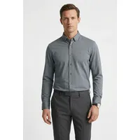 Boss Businesshemd "JOE", Herren, Gr. 42, N-Gr, dunkelgrau029, Web, Obermaterial: 55% Baumwolle, 45% Polyester, unifarben, regular fit normal, 2-Knopf-Manschette verstellbar, Hemden, mit Button-Down-Kragen, regular fit