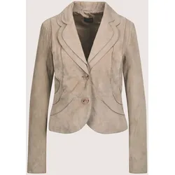 Lederjacke MADELEINE "Lederjacke Kurzblazer aus Ziegenvelours-Leder", Damen, Gr. 42, beige (berber), Obermaterial: 100% Ziegenveloursleder GOVL., Modern, normal, Jacken