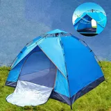 Campingzelt für 3-4 Personen, Kuppelzelt, Pop Up Zelt, Outdoor UV-Schutz Camping Zelt, Blau - Blau