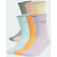 adidas Trefoil Cushion Crew Socken 6er Pack Silber/Grün/Glow Pink/Powder Gelb 40-42
