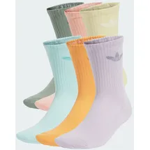 adidas Trefoil Cushion Crew Socken 6er Pack Silber/Grün/Glow Pink/Powder Gelb 40-42