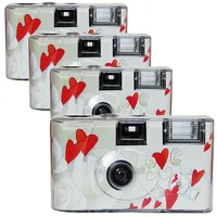Photo Porst 4x Einwegkamera fliegende Herzen weiß MHD 12.2025 Einwegkamera