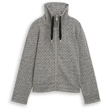 Tom Tailor Damen Loose Fit Sweatjacke mit Stehkragen, beige, Meliert, Gr. M