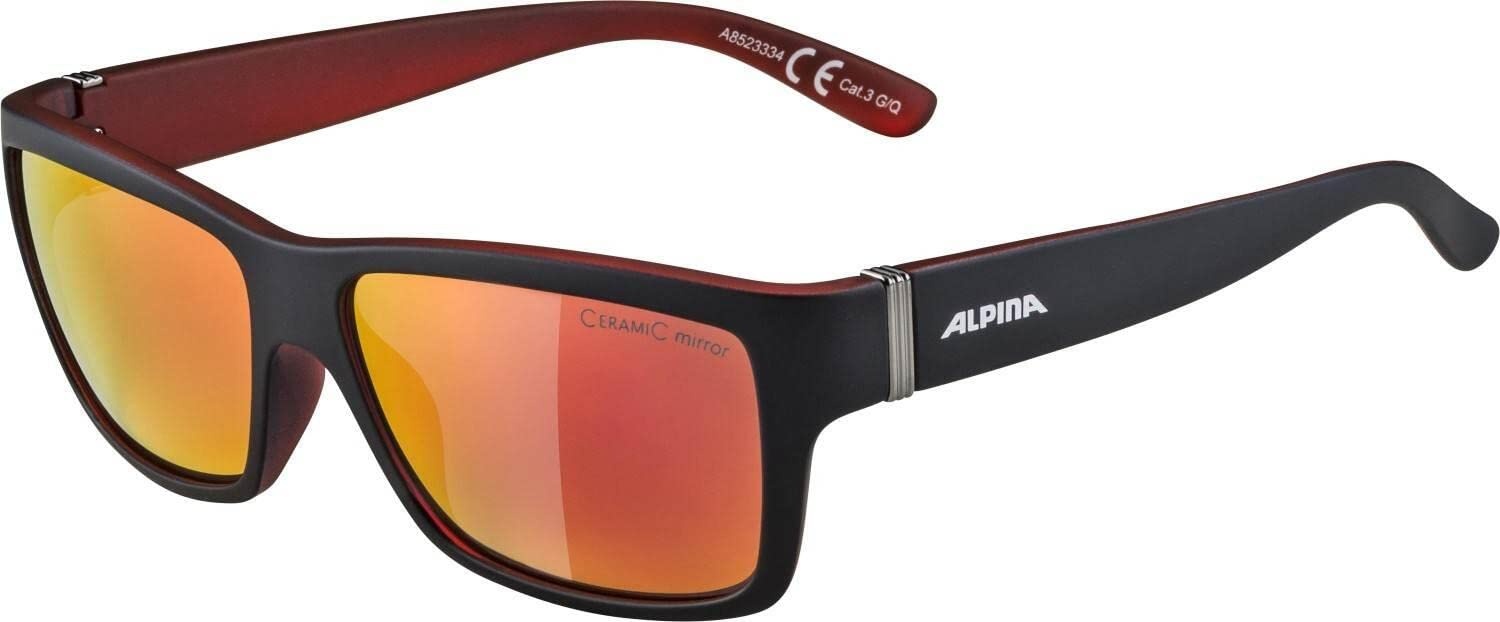 ALPINA KACEY - Verspiegelte und Bruchsichere Sonnenbrille Mit 100% UV-Schutz Für Erwachsene, black matt-red, One Size