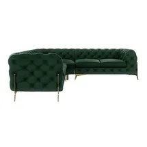 s-style möbel S-STYLE Chesterfield Ecksofa Natalie - grün - Maße cm/ B: 264 H: 75