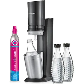 Sodastream Crystal 3.0 schwarz + 3 Glaskaraffen + Zylinder