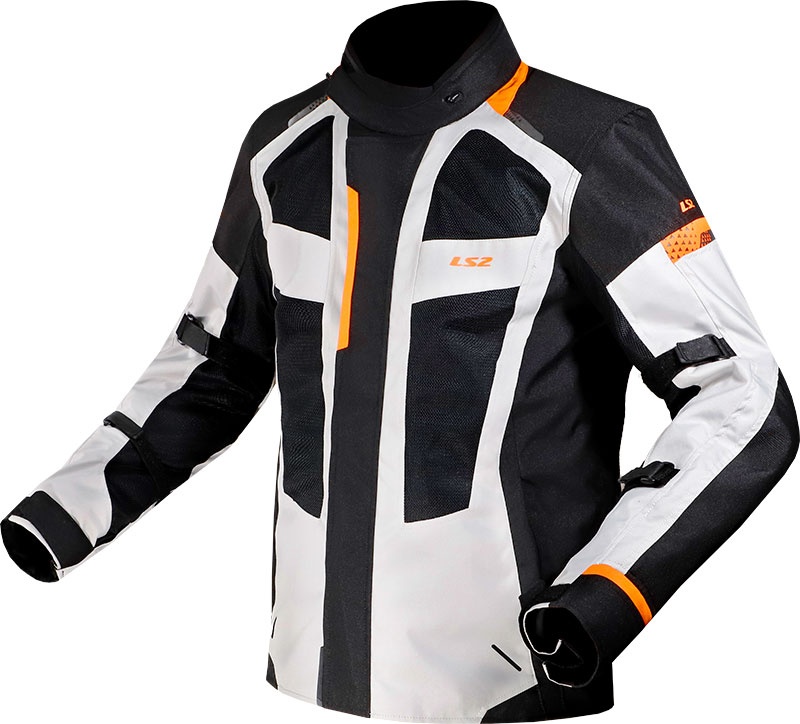 LS2 Scout, veste textile imperméable - Noir/Gris Clair/Orange - 5XL