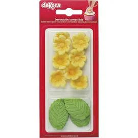 Dekora Glasdekoration mit 8 gelben Gänseblümchen und 5 Blättern