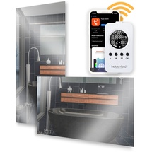 Heidenfeld Infrarot-Spiegelheizung HF-HS100, rechteckig, inkl. Thermostat, 10 Jahre Garantie, IP44 (600 Watt)