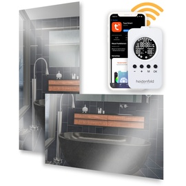 Heidenfeld Infrarot-Spiegelheizung HF-HS100, rechteckig, inkl. Thermostat, 10 Jahre Garantie, IP44 (600 Watt)
