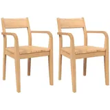 vidaXL Esszimmerstühle 2 STK. Natur Massivholz Gummibaum, Küchenstuhl, Stuhl, Beistellstuhl, Essstuhl, Wohnzimmerstuhl, Restaurant Stuhl, Akzentstuhl
