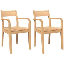 vidaXL Esszimmerstühle 2 STK. Natur Massivholz Gummibaum, Küchenstuhl, Stuhl, Beistellstuhl, Essstuhl, Wohnzimmerstuhl, Restaurant Stuhl, Akzentstuhl