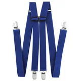 axy Hosenträger für Herren breit 2,5 cm in H-Form mit 4 Hosenträger Clips extra stark längenverstellbar (Blau) - Einheitsgröße