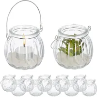Relaxdays Windlicht 12er Set Glas Silber/Transparent