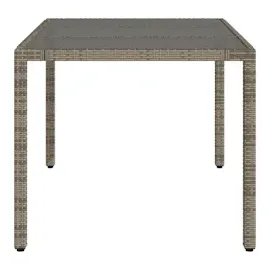 vidaXL Gartentisch mit Glasplatte Grau 150x90x75 cm Poly Rattan