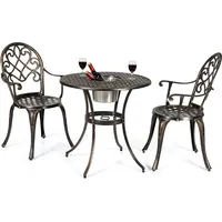 Goplus Rattan Balkonmöbel-Set mit Gartensessel, Hocker & Beistelltisch