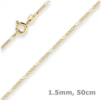 Schmuck Krone Goldkette 1,5mm Figarokette diamantiert aus 585 Gelbgold 50cm, Gold 585 goldfarben