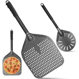 Perforierter Pizzaschaufel 12 zoll Pizzaschieber 6 zoll Pizzawende,Pizzaschieber 30x39 cm Fläche,pizzaschaufel,pizzawender,temperaturbeständig für Pizzaofen