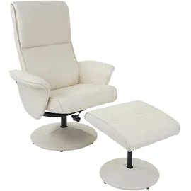 Mendler Relaxsessel Helsinki, Fernsehsessel Relaxliege TV-Sessel mit Hocker ~ Kunstleder, creme