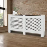 ECD Germany Heizkörperverkleidung mit Wabenmuster 152x19x82 cm Weiß MDF lackiert