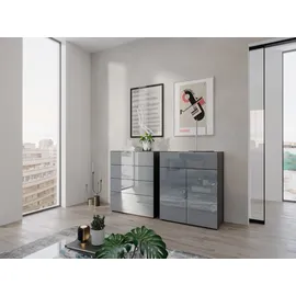Germania Sideboard Oakland 134 x 102 x 42 cm Grau / Silber