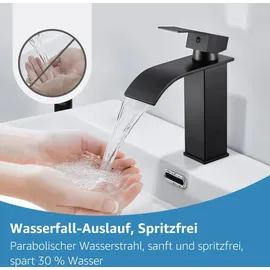 CECIPA Wasserhahn Bad, Wasserfall Wasserhahn Bad Edelstahl Waschtischarmatur Wasserfall mit Auslauf Höhe 84MM Waschbecken Armatur Chrom Einhebelmischer Warm und Kalt wasser Mischbatterien Bad