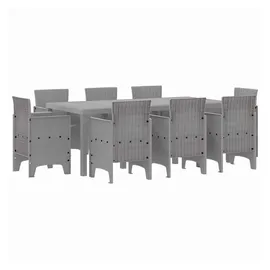 vidaXL Garten Essgruppe 9 pcs Hellgrau Polt Rattan - Hellgrau