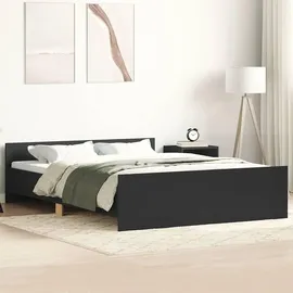 vidaXL Bettgestell mit Kopf- und Fußteil Schwarz 140x200 cm