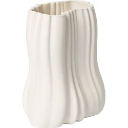Moire Vase 20 cm gebrochenes Weiß