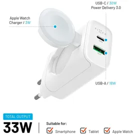 FIXED MagFlip 33 W, 2 Ports), USB Ladegerät, Weiss