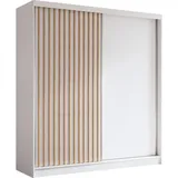 AX Living Schwebetürenschrank, Weiß, Walnuss, Kunststoff, Teilmassiv,Kiefer, Rechteckig, 200x216.1x61 cm, Hergestellt in Europa, FSC Mix, Reach, Schlafzimmer, Kleiderschränke, Schwebetürenschränke