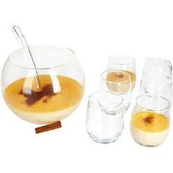 8tlg Bolle Bowle Set Glas-Schale 3,3L Bowlegläser 350ml Schöpfkelle Silvester