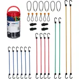 Relaxdays Spanngummi 30er Set, Gepäckspanner mit Haken, Planenclips, Fahrrad, Universal Expander, 6 Größen, Mehrfarbig