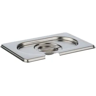 APS GN Deckel mit Löffel-Aussparung, rostfreier Chrom-Nickel-Edelstahl, Abmessungen 105 x 175 mm/Höhe 25 mm