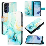 nancencen für Samsung Galaxy A16 Hülle, PU Leder Handyhülle Kapphülle mit Kartenfach Magnetisch Rundumschutz Mode Marmormuster Handytasche Case Handytasche Case, Grün