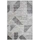 oKu-Tex Teppich, Grau, Creme, Textil, Kunststoff, Abstrakt, Grafikmuster, Rechteckig, 120x170 cm, Oeko-Tex® Standard 100, Oeko-Tex® Made IN Green, für Fußbodenheizung geeignet, in verschiedenen Größen erhältlich, pflegeleicht, strapazierfähig, Teppiche &